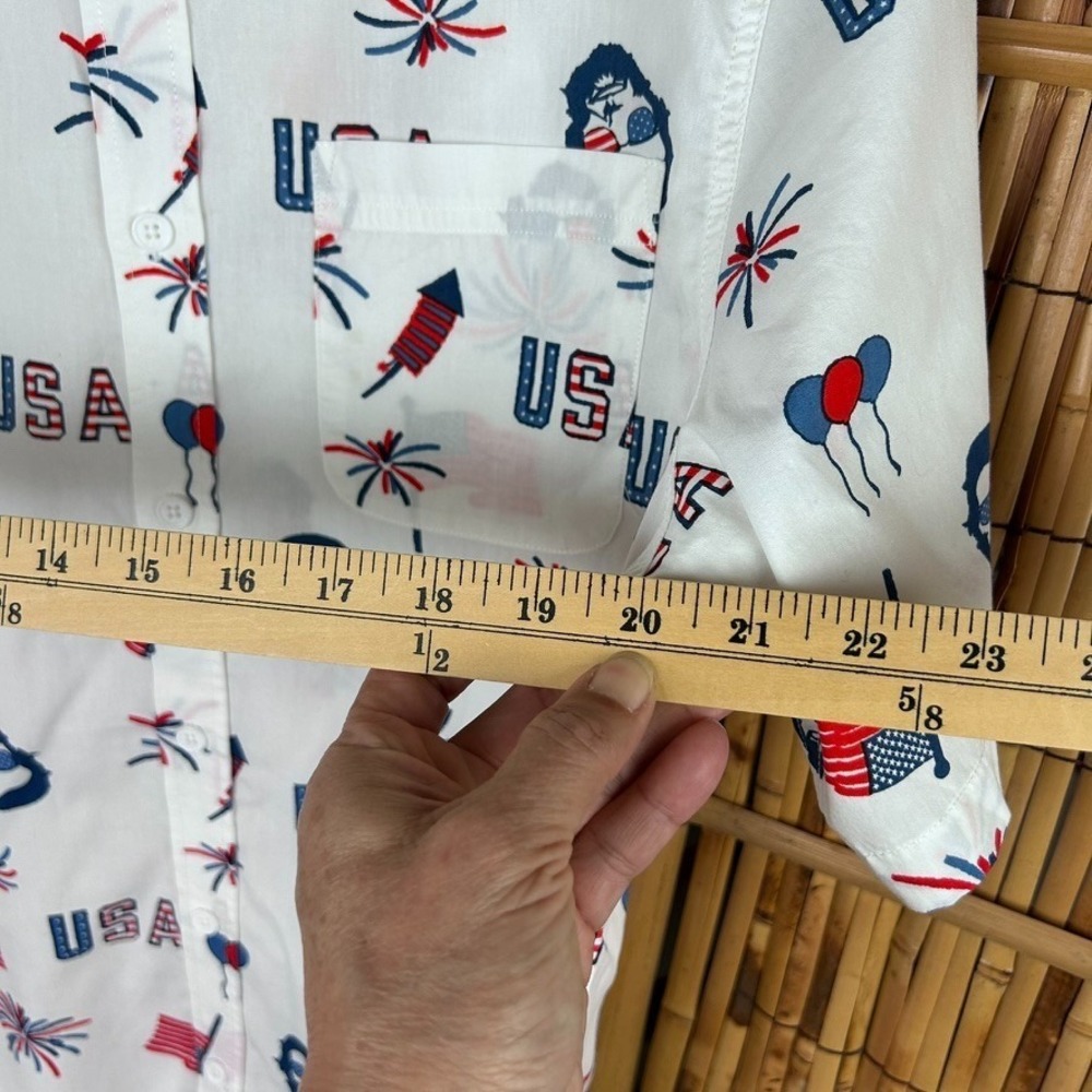 Mad Engine Men's Short Sleeve Button Shirt USA Patriotic America's Birthday Med - Picture 7 of 8